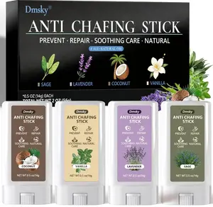 Dmsky 4 Flavors Anti Chafe Balm,Anti Chafing Stick for Men and Women,Chafing Stick with Added Emollients for Dry, Sensitive Skin,Use on Arm,Underarm,Chest,Bra Line,Thigh Chafing,Mini 0.5 OZ
