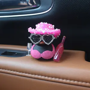 Duck Shiny Hat Champagne Bottle Design Car Decor, Car Interior Decoration, Motorcycle Bicycle Decor, Holiday Gift