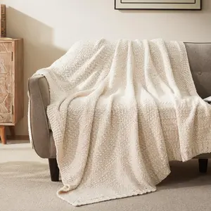 Throw Blanket for Couch, Jersey Knit Blanket Cream Throw Blankets for Bed and Living Room Sofa Chair  Season Warm Cozy Soft Blanket (50x60in, Cream)