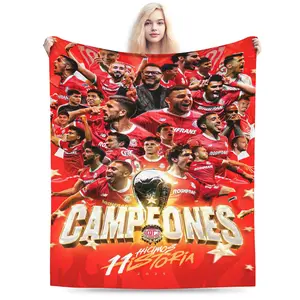 Toluca Campeón, flannel blanket, warm, machine washable, suitable for all seasons, perfect for outdoor camping, beach, office, pets, sofa and living room - polyester fiber, holiday gift, Christmas decoration