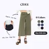 Cider Streetwear Low Rise Metal Detail Washed Denim Wide Leg Capri Jeans