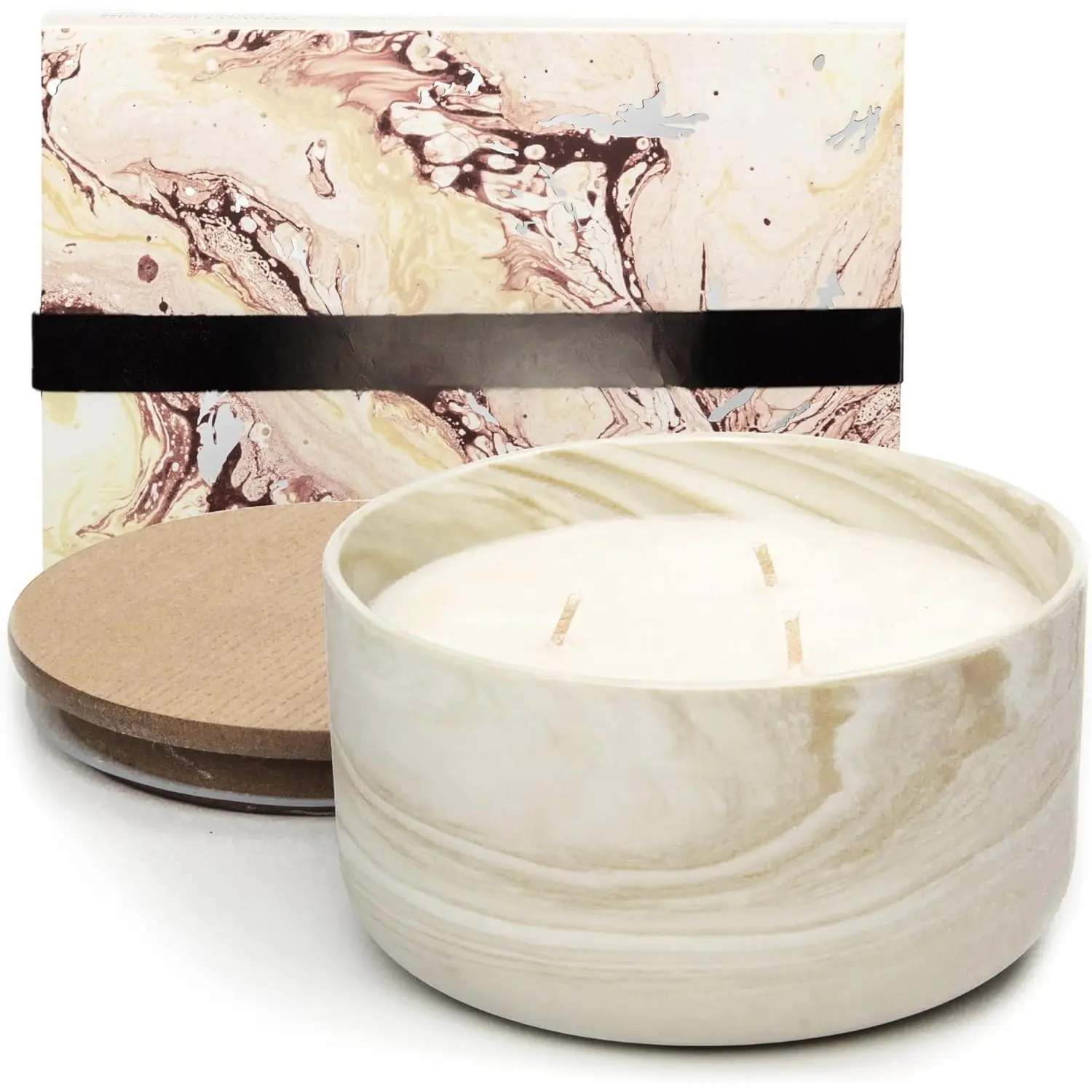 Large Candle,3 Wicks 14.8oz Vanilla Caramel Ceramic Jar Candle,Soy Candles for Home Scented, Candle  for Women