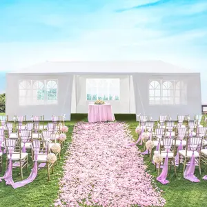 10x30 Party Tent, Outdoor Party Canopy Tent with Removable Sidewalls, White Canopy with Transparent Window for Birthdays, Gatherings, Parties, Wedding, Events