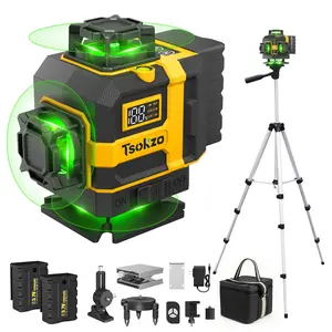 360° Laser Level with Tripod - 16 Lines Cross Line Laser with Tripod, 4D Green Laser Level, 4x360 Self Leveling Tool for Picture Hanging, Home Renovation, Indoor Project, 2 Batteries Included