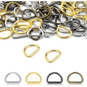 100 Pack 3/8" D Ring Metal Strap Sewing Hardware Buckles Accessories for Purse Bags Crafts Making Collars DIY Supplies (Multicolor)