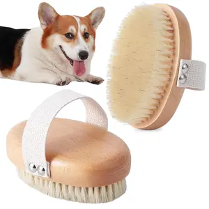 Soft Boar Bristle Pet Palm Brush for Short Haired Dogs and Cats with Band, Reduce Shedding, Ergonomic Dog Brush, Easy to Hold and Reduces Stress On Your Wrist |   Ideal for Daily Grooming