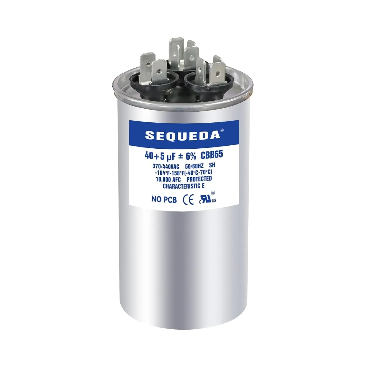 40+5 uF ±6% 370V/440V CBB65 CBB65A Dual Run Start AC Capacitor 40+5 MFD for Fan Motor Start or Heat Pump, Pool Pump and Condenser Straight Cool