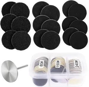 Sanding Paper Discs with Metal Nail Drill Bit Foot Sandpaper Discs 25Mm Foot File Sandpaper Discs for Manicure Pedicure,#80#150#240 Fine Boxed Rolybag