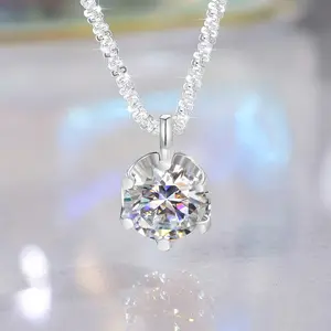 1ct Moissanite Women Necklace 925 Sterling Silver Wedding Necklace Promise Necklace Eternity Necklace Mother's Day Valentine's Day Luxury Women Jewelry Gift