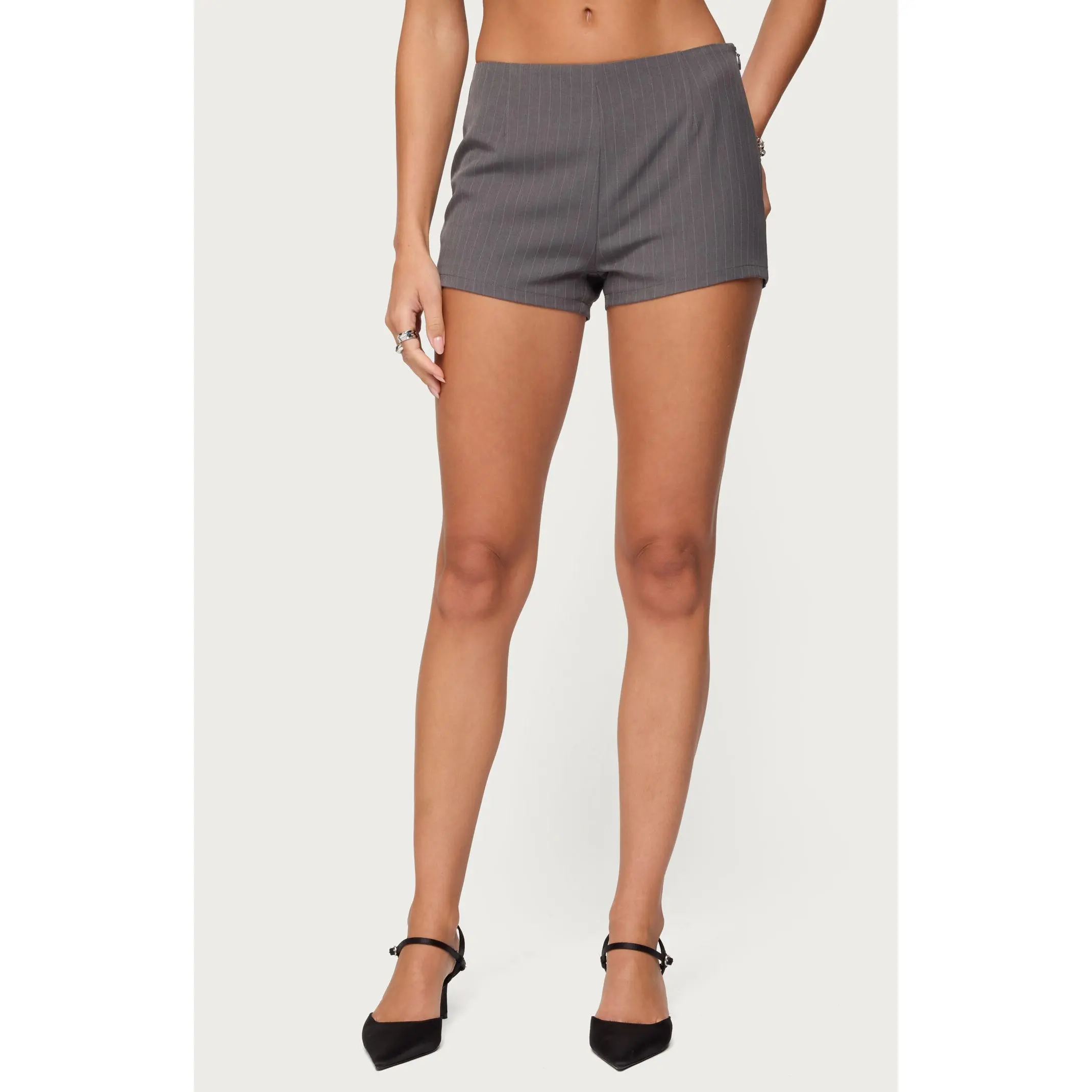 Edikted Women's Riya Pinstripe Tailored Micro Shorts