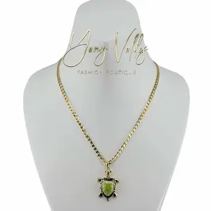 3mm Cuban Chain with Turtle Pendant  Simple everyday style