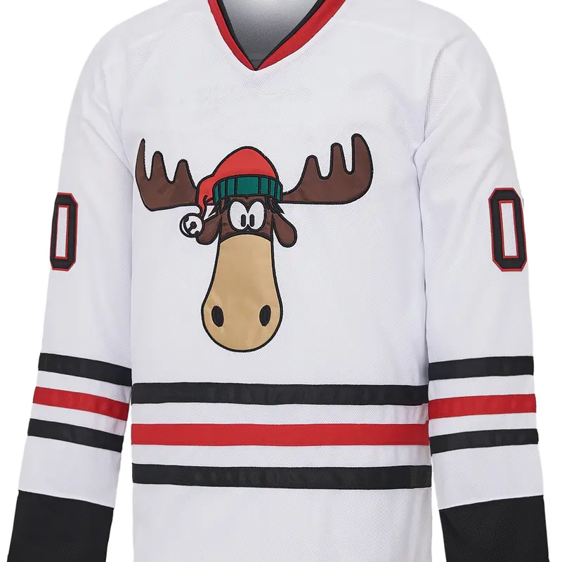 FallFreshness Christmas Vacation Griswold Hockey Jersey #00 Personalized Winter Sports Outfit Basketball Wear Round Neck Sportswear White with Red and Black Stripes Breathable Material Athletic Activewear