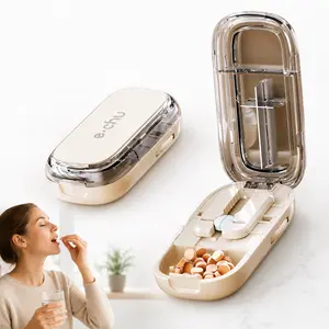 Multi-Tablet Adjustable Pill Cutter Splitter with Built-In Precise Alignment, Smooth Sharp Blade, Compact Portable Healthcare Container for Home & Travel Dose Separation (No Powder Waste)