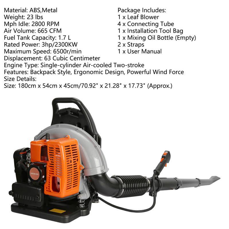 Explorinox Snow blower 1 Set Leaf Blower 2-Stroke Engine Multi-purpose 63 Cubic Centimeter High Strength Snow Blower for Outdoor