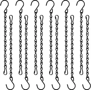 12 Pack 9.5 Inch Adjustable Iron Hanging Chains for Bird Feeders Planters Lanterns Wind Chimes Billboards Chalkboards and Ornaments Black