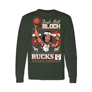 Bucks Pro Shop 2025 Holiday Sweater Myles Turner Milwaukee Bucks Long Sleeve T-Shirt