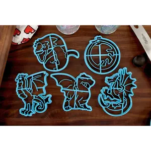 Dragon Cookie Cutters, Set 1 - Wyvern, Wyrm Dragon, Ouroboros, European Dragon, Cockatrice