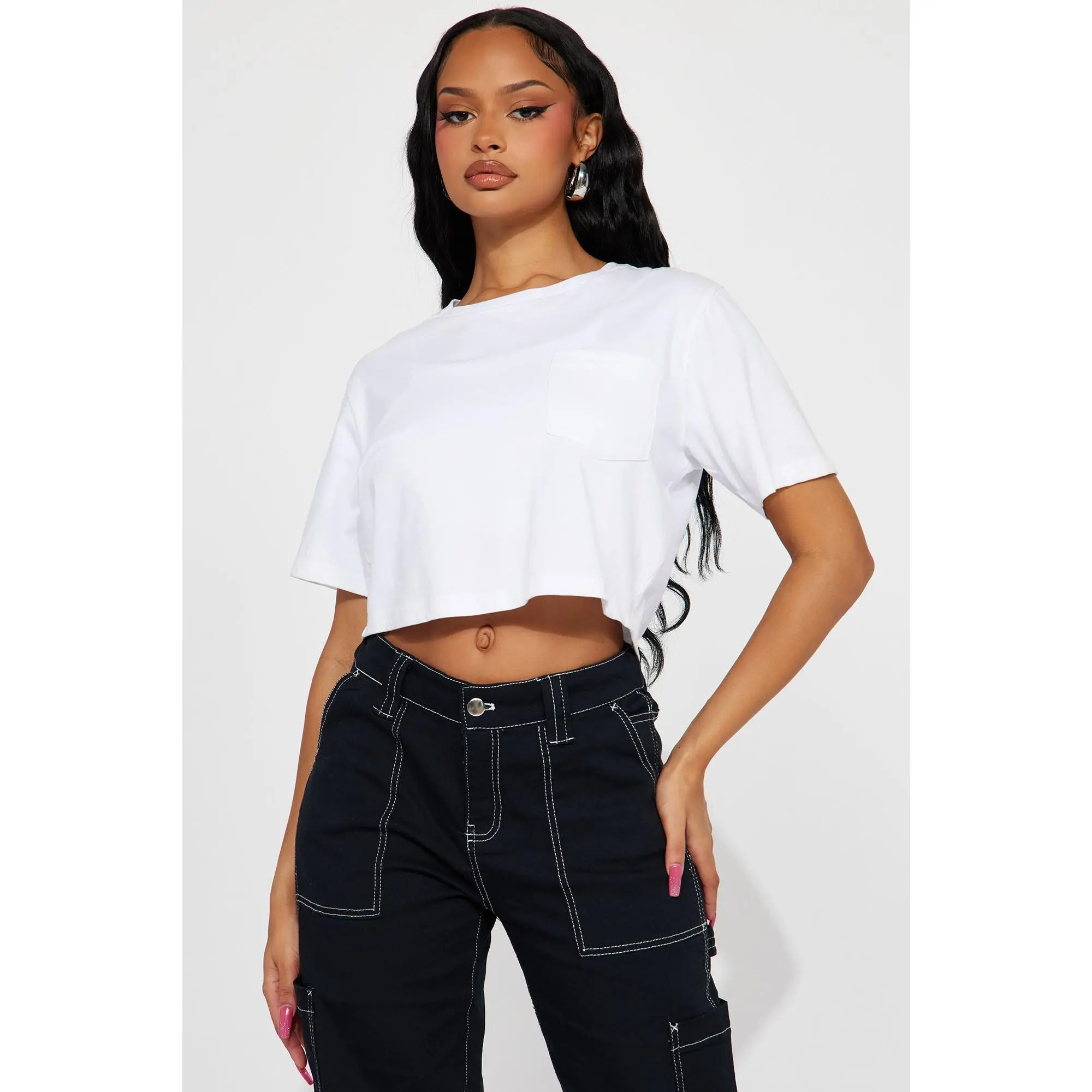Elisa Relaxed Crop Tee - White