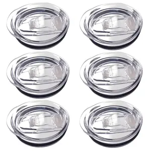 6 Pack Replacement Lids for 20 oz Skinny Tumbler, Clear Plastic Splash Proof Cup Tops, 2.64 Inch Mouth Cover for Coffee Cup & Drink Tumbler