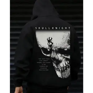 Berserk "The Demon King" Heavyweight Vintage Hoodie Cotton Blend Classic Anime Sweatshirt Menswear Tops Pullover Long Sleeve Casual Biker Black Slogan Print Crewneck Wetsuit Skull Knight