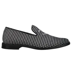 Sperry Mens Houndstooth Overlook Smoking Slipper Plain Toe Dress Dress Shoes - Black