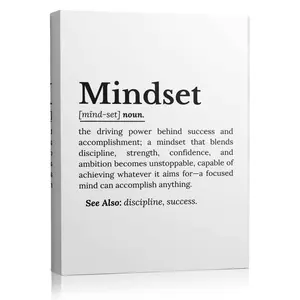 Mindset Definition Canvas Wall Art Motivational Poster, Inspiring Success Quotes Print for Home Office, Positive Thinking Wall Decor for Entrepreneurs