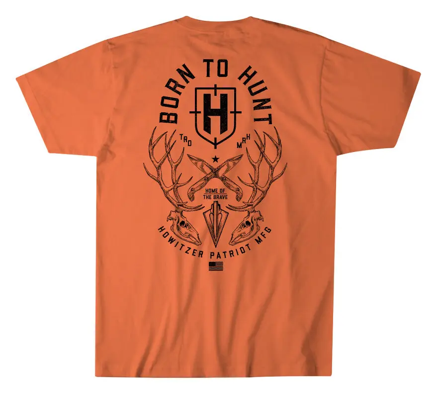 Howitzer Men's Born To Hunt Graphic T-Shirt - Menswear Tops, Short-Sleeve Crew Neck, Premium Fit 50/50 Blend Jersey, Pull On, Howitzer Branded Label, Machine Washable, All Seasons