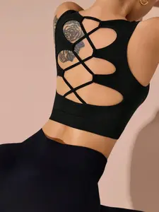 Women's Solid Backless Sports Tank Top, Sports Vest for Yoga Gym Workout, Ladies Sportswear for All Seasons, Backless Design