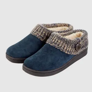 Women’s Suede Slipper Clogs With Ragg Cuffs - Cozy Faux-Fur Lined Indoor/Outdoor Shoes