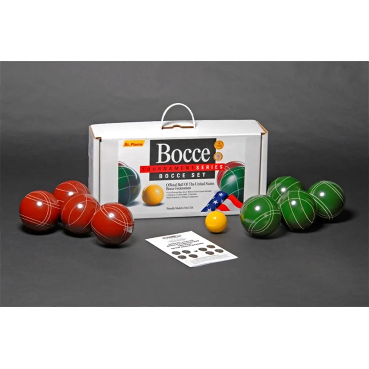 St Pierre TB1 Tournament Series Solid Resin Bocce Set - Official USBF Approved, 107mm 1-piece Thermo-Set Composition Resin Balls, 57mm Jack Ball, Nylon Bag, for 2-4 Person Tournament Play (Suitable for Experts & Novices)