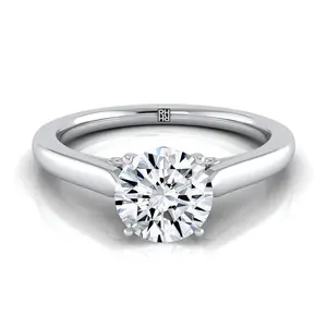 The Rosalie Solitaire Engagement Ring Setting for Round Diamonds in Platinum