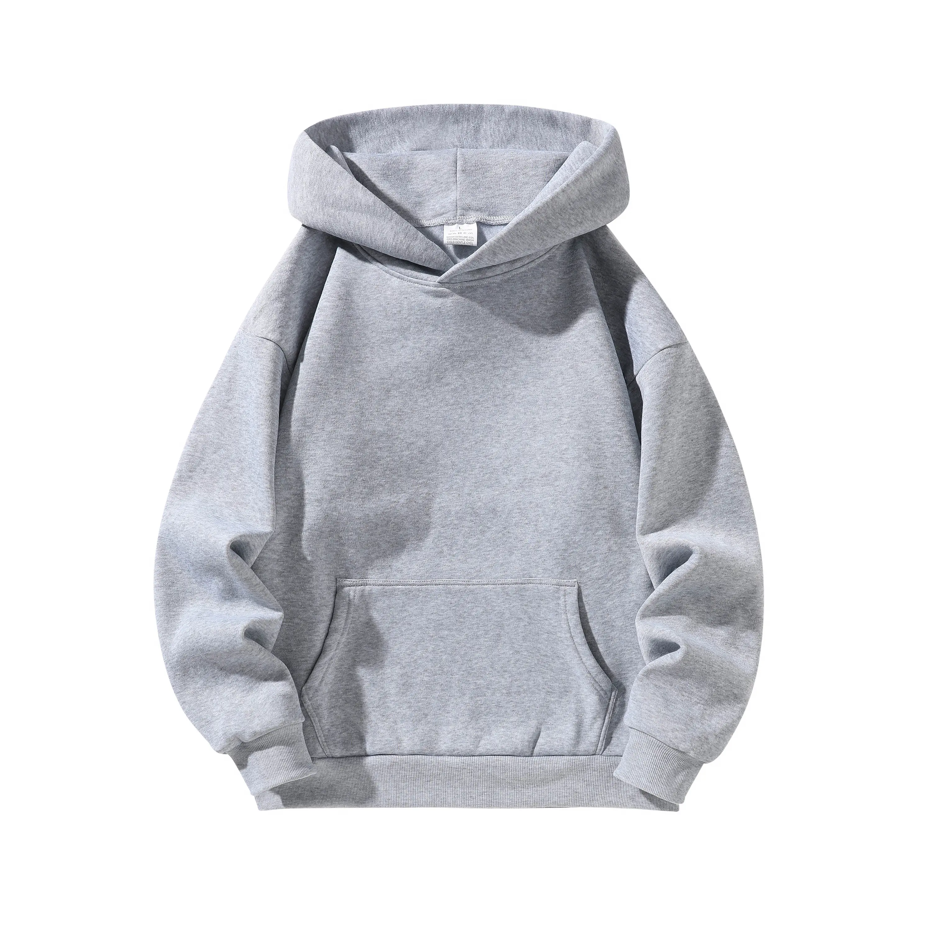 Men's Minimalist Plain Solid-Color Pullover Hoodie - Stylish Casual Long-Sleeve Sweatshirt with Front Pocket, Flat Ribbed Cuffs, Relaxed Drop-Shoulders for Everyday Commuting, Office Use (Pairs with Tops, Jeans)