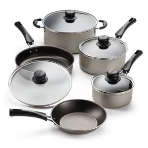 Tramontina 9-Piece Non-Stick Cookware Set, Champagne Aluminium Ceramic