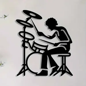 Drummer Metal Wall Art, 1 Count Drummer Wall Decor, Wall Hanging Decor for Home Living Room Bedroom Music Room, Ideal Gift for Drummer and Music Lover