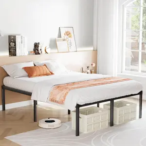 Heavy Duty Metal Bed Frame with Sturdy Steel Slat Support, Noise Free, Easy Assembly, Steel Slats Support, No Box Spring Needed