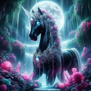 5D DIY Full Drill Round Diamond Painting - Diamond Painting Kit Unicorn Scene Mosaic Canvas DIY Wall Art, Home Wall Decoration, Suitable for Halloween, Christmas, Birthdays, and Anniversary Gifts, Diamond Art Tools