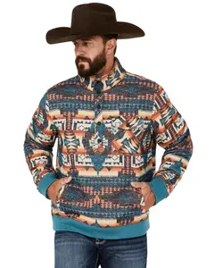 Rock & Roll Denim Men's And Southwestern Print Jacquard Bomber Jacket - Bm91c02300