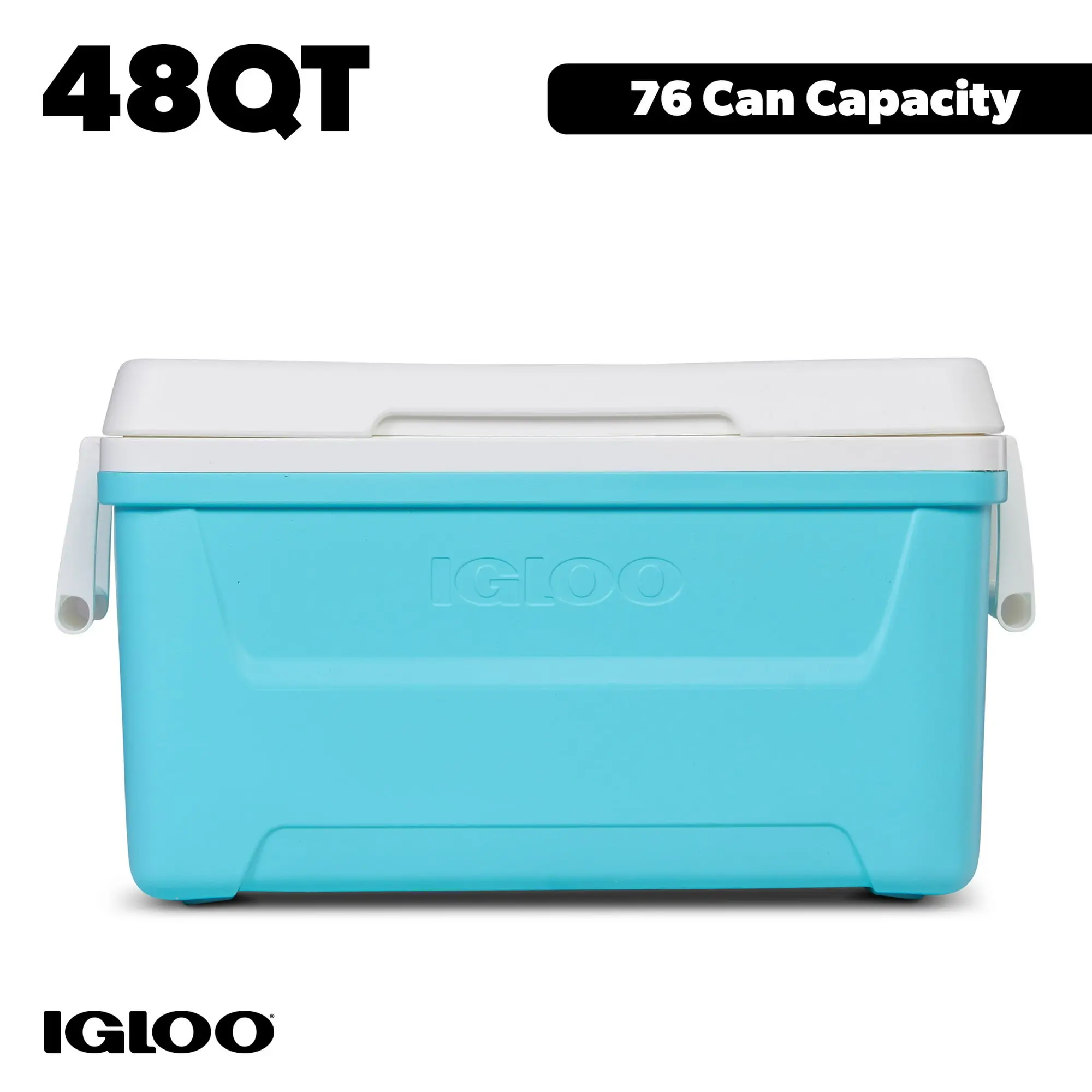 Igloo 48 QT Laguna Hard Sided Ice Chest Cooler, Aqua Blue and White