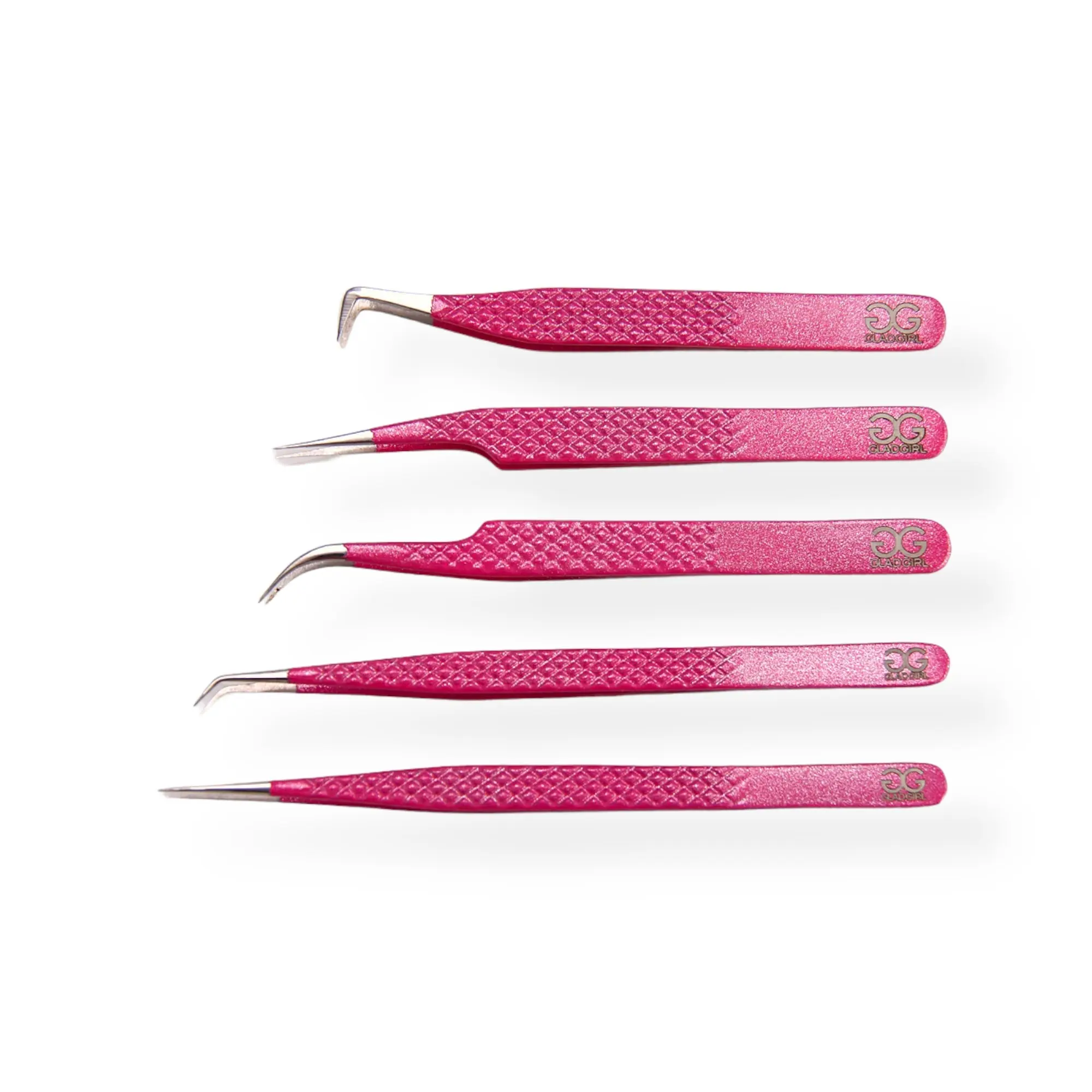 Non-Slip Pink Glitter Diamond Grip Tweezers for Volume Lashes