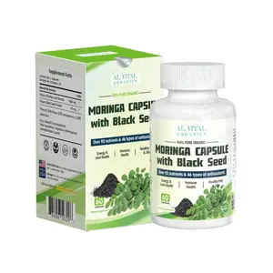 Al Vital Organics Moringa Capsule with Black Seed 60 Capsules US Origin Pure Organic Supplement for Healthcare & Dietary Choices Vegan Non-GMO Gluten-Free Fitness Edible Natural
