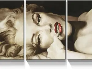 3 Panel Marilyn Monroe Framed Pictures Sexy Blond Girl Paintings American Movies Actress Artwork Prints on Canvas Wall Art Living Room Home Decoration Ready to Hang - 24"x36"x3 Panels