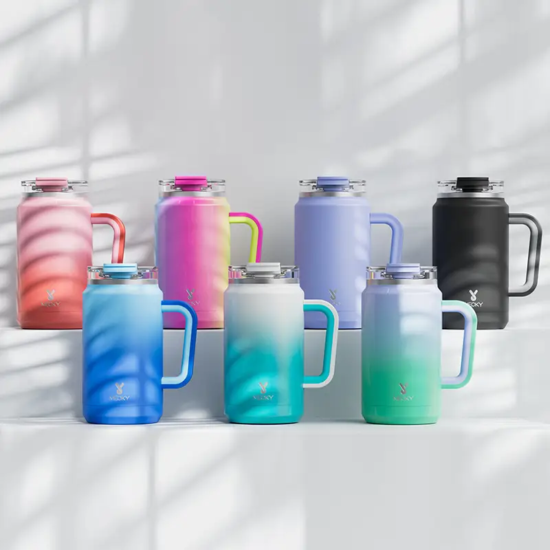 Meoky 50 oz Stainless Steel Thermos Cup for Outdoor Use, Vacuum Insulated Cup, Keeps Cold for 24 Hours, Non-slip and Leak-proof Water Bottle