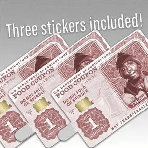 Food Coupon Credit Card Skin Sticker Vinyl Decal - 3 Pack - Credit and Debit Cards with Chip - Durable, Easy to Apply - Personalize Your Card (5 Designs Available) (Tyrone Biggums)