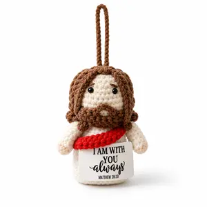 Handmade Jesus Crochet Doll,Christian Faith Gift, Religious Keychain Charm,Car Hanging charms,baptism gift,daily decor,Emotional Support Religious Gift , Bible Study Spiritual Keepsake jesus large pip plush Dashboard Decoration Dashboard Accessory