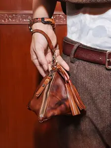 Vintage Handmade Leather Wallet, Large Capacity Key Holder & Coin Purse, Unisex Genuine Cowhide Clutch Bag, Durable Design, Vintage Wallets