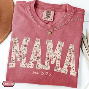 Comfort Colors Personalized Floral Custom Year Mama Shirt,New Mom T-shirt,Pregnancy Announcement 2026