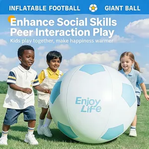 1pc Giant Inflatable PVC Outdoor Soccer Ball for Kids and Family, Oversized Beach and Grass Game Ball for Interactive Play, Burst-Resistant Safety Design with Ultra-Soft Lightweight Construction, Perfect for Backyard, Park and Beach Activities