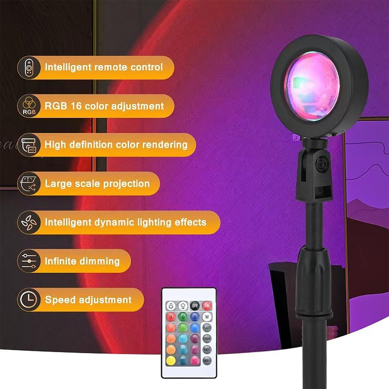 "Sunset Lamp Projector, Rainbow Projection Led Lights with Remote,  Multicolor Changing LED Night Light, Sunlight Light for Photography Selfie Party, Home Bedroom Decor Xmas Gifts for Women "