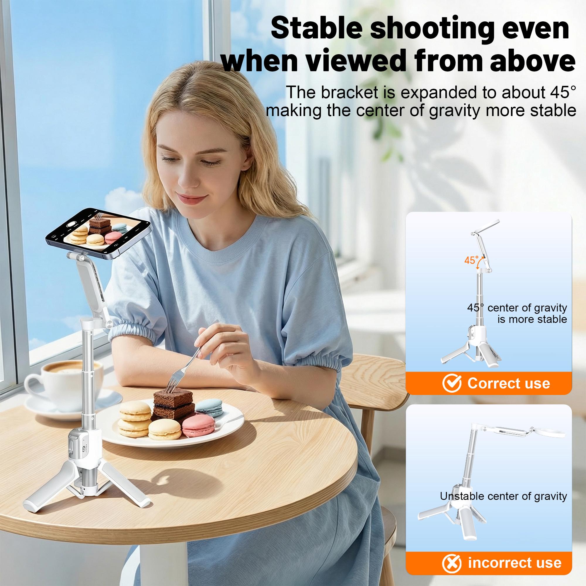 JOYYE Upgrated 6-in-1 Magnetic Selfie Stick Tripod with Remote Adjustable Zoom, Magnetic Phone Holder & Stabilizer, Extendable 180° Rotation, 3 Magnetic Rings, Compatible with Fill Light For Vlog Live Photo