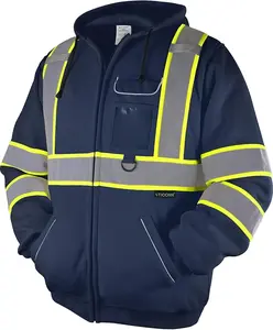 TICONN Safety Hoodie Jacket High Vis Reflective Fleece ANSI III PPE Gear for Cold Weather 2 Inch Reflective Strip 100% Polyester